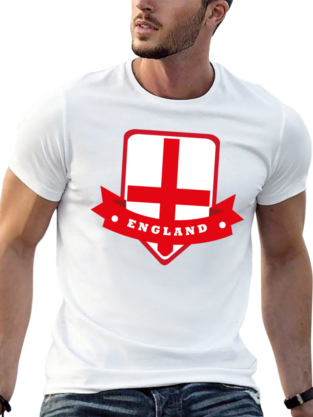 England Flag Graphic Tee - Black Cotton T-Shirt