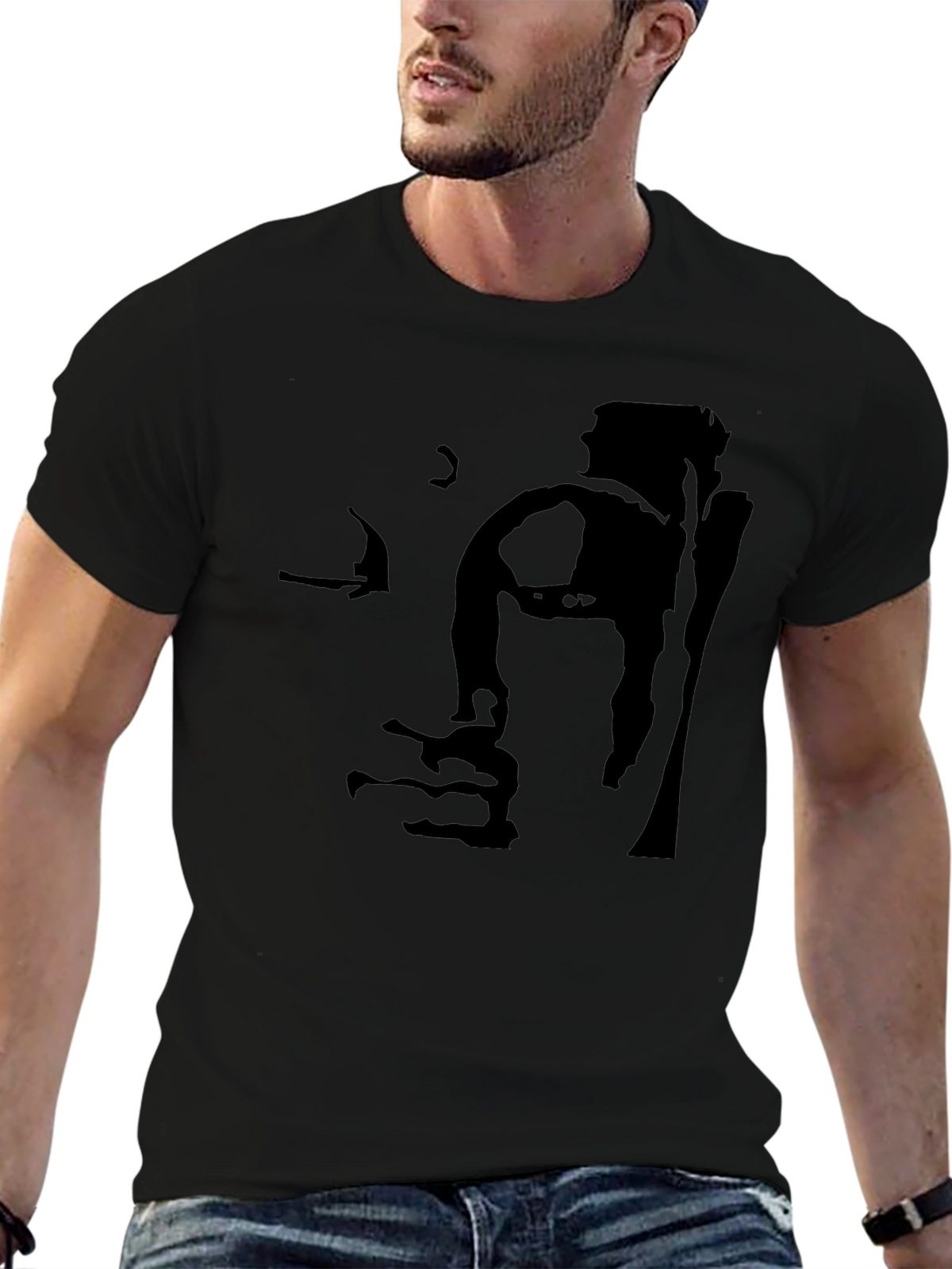 Buddha Face Black Graphic Tee