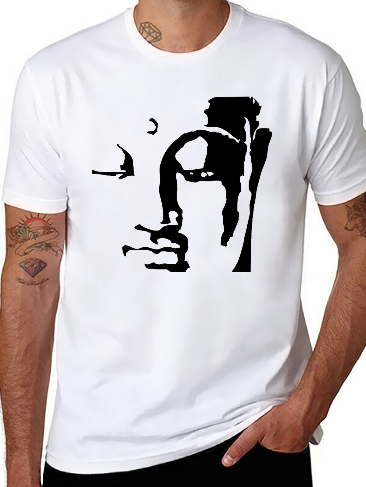 Buddha Face Black Graphic Tee