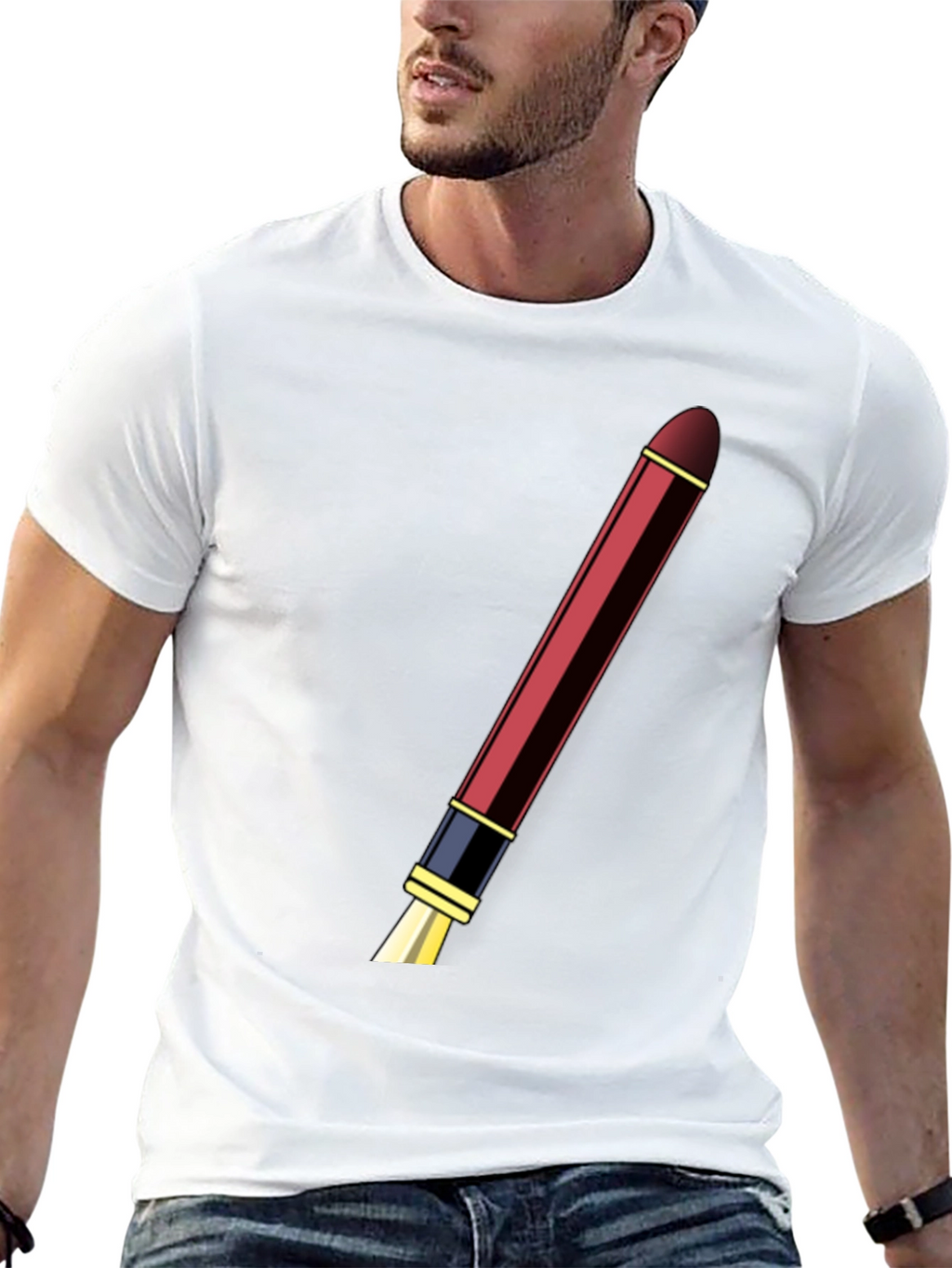 Mens Black T-shirt with Pen Design