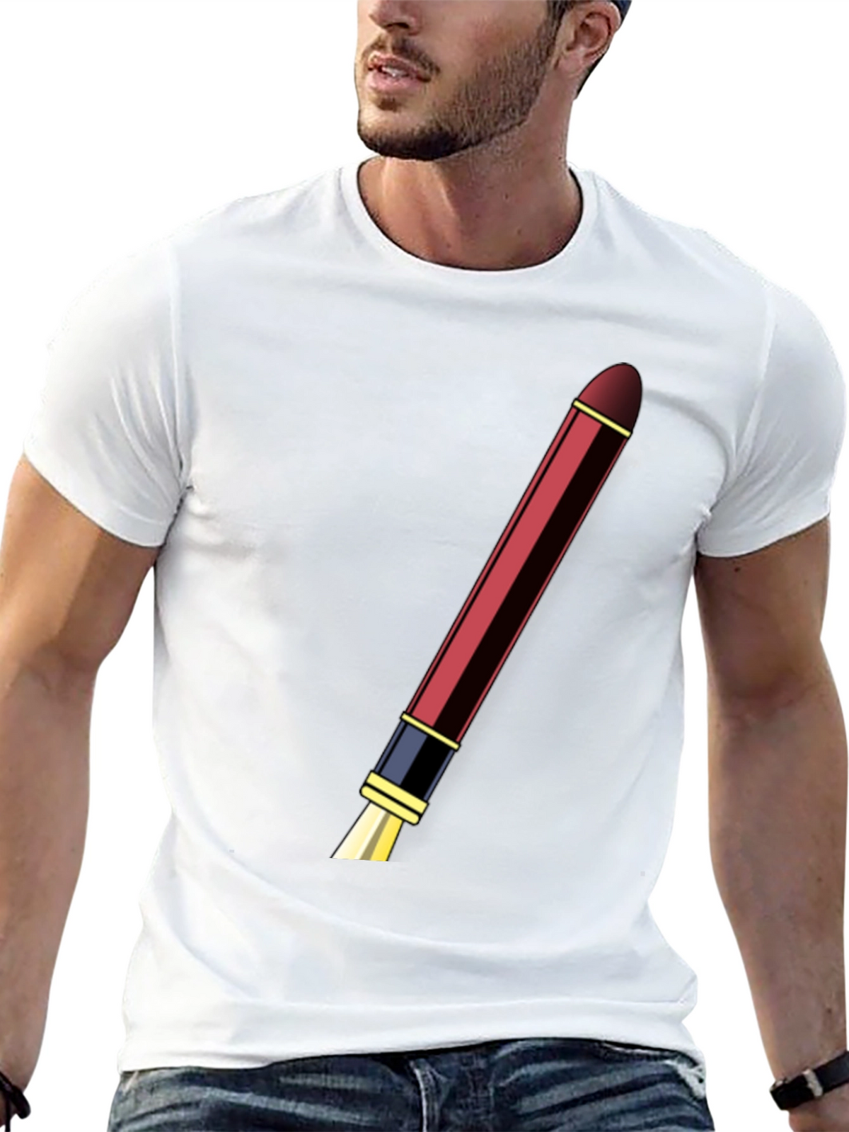 Mens Black T-shirt with Pen Design