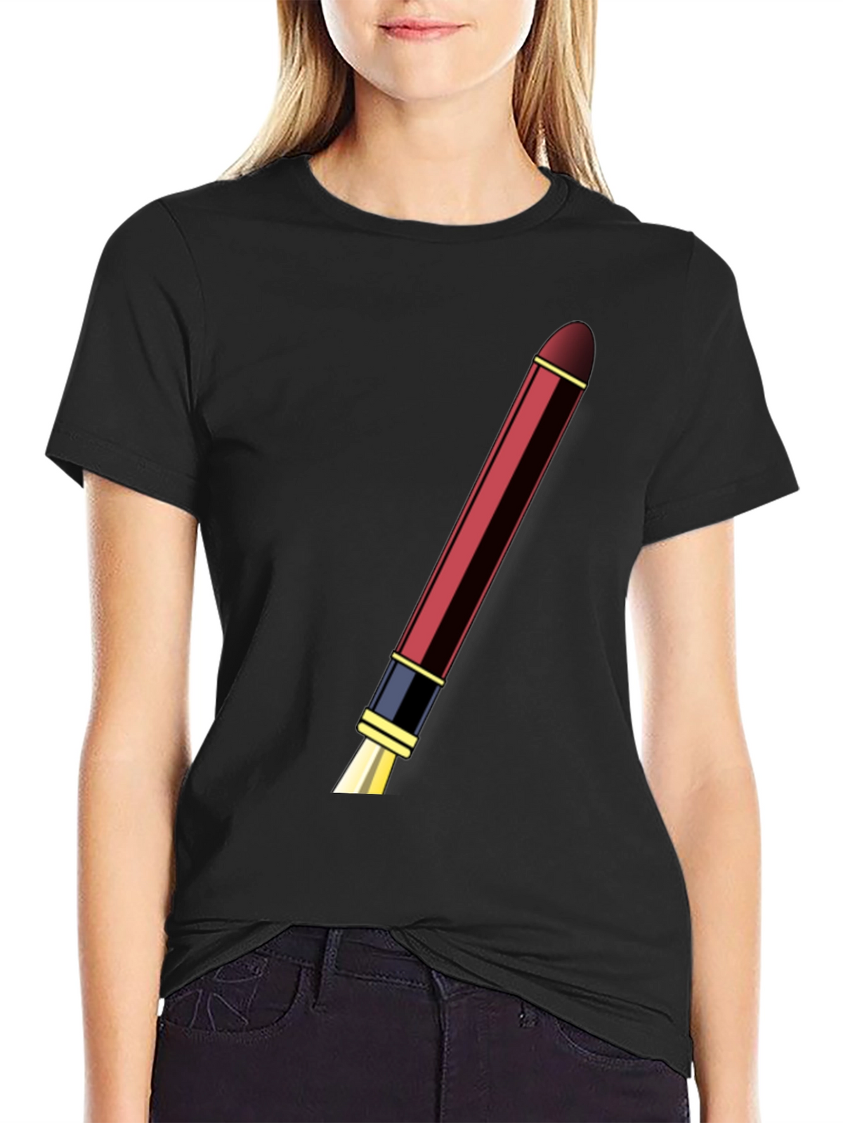 Mens Black T-shirt with Pen Design