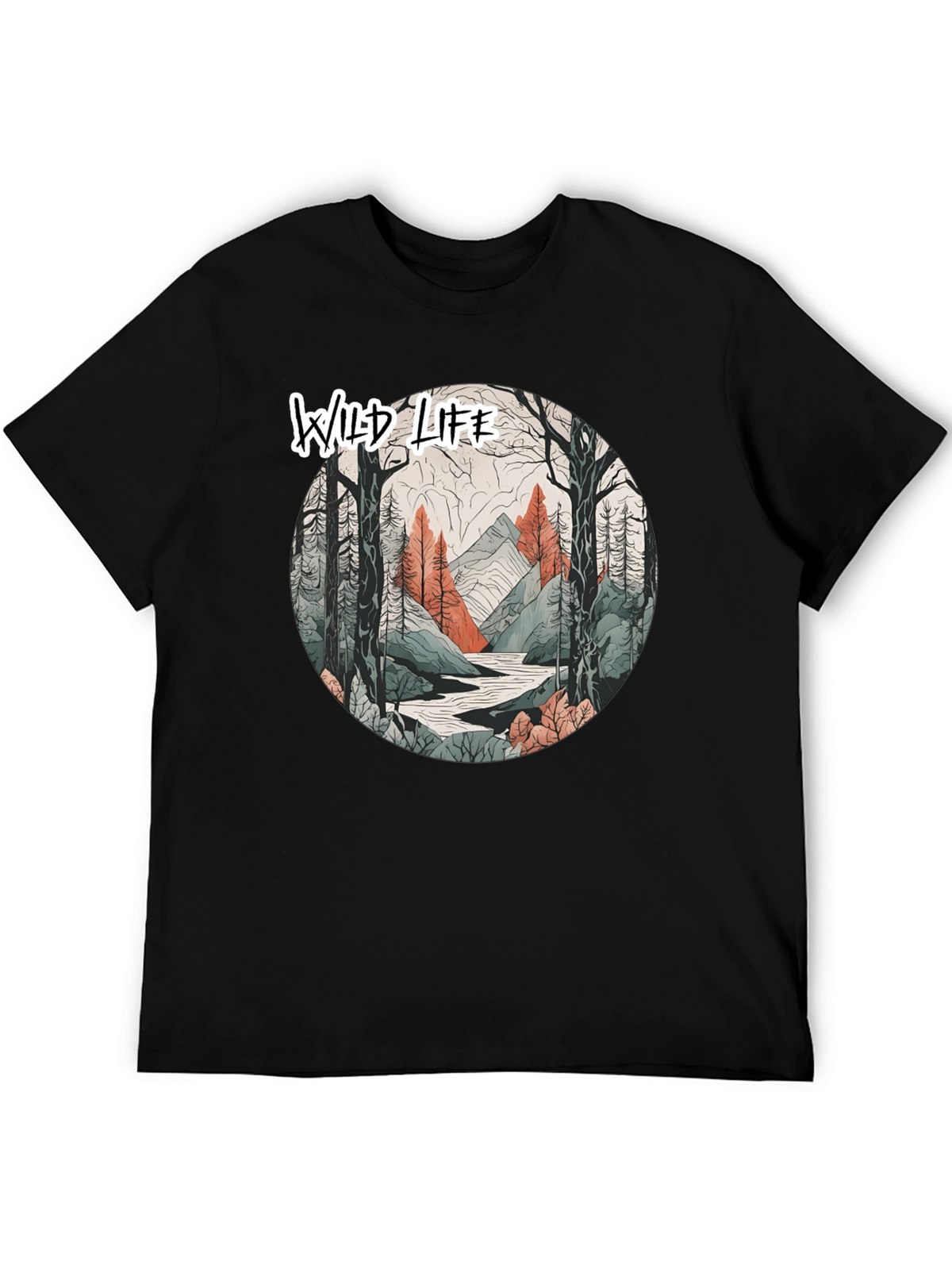 Wild Life Graphic Black T-Shirt