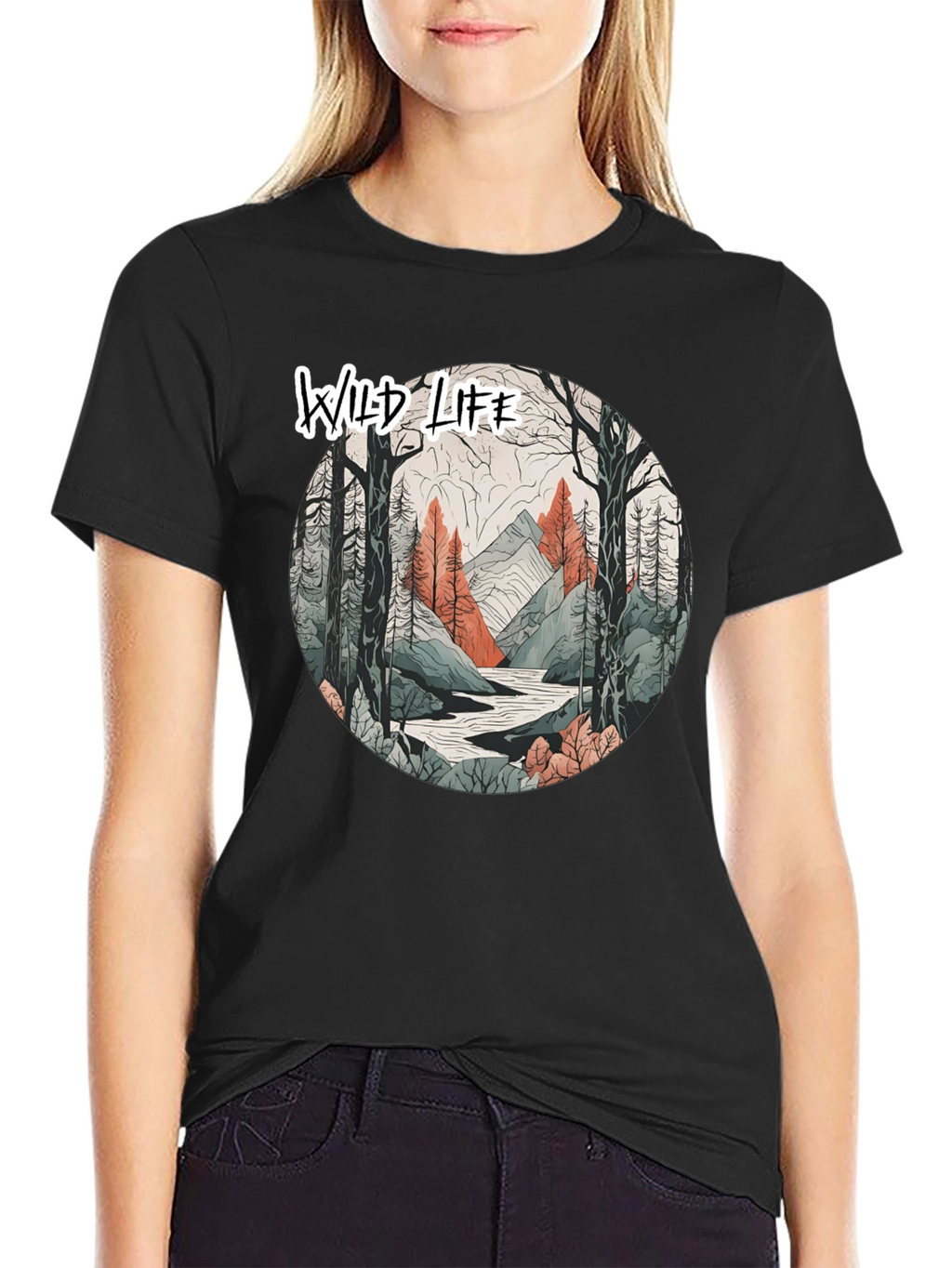 Wild Life Graphic Black T-Shirt
