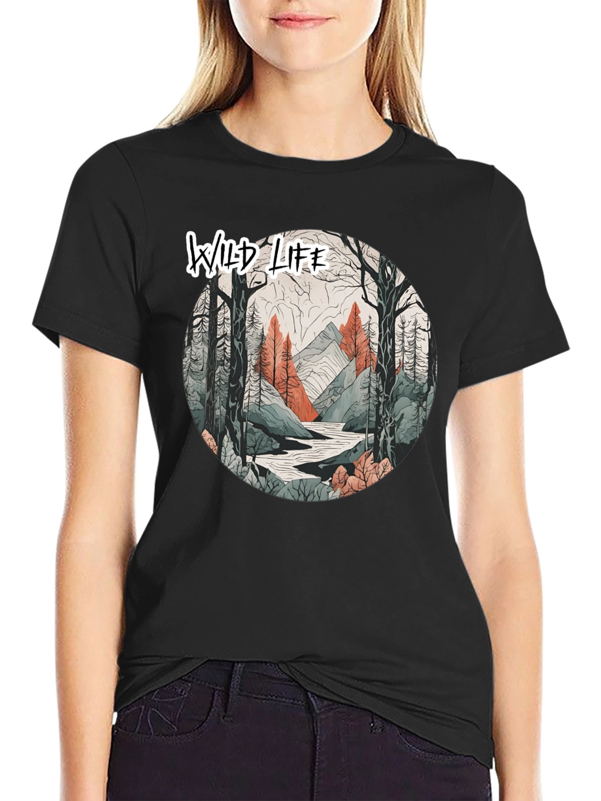 Wild Life Graphic Black T-Shirt