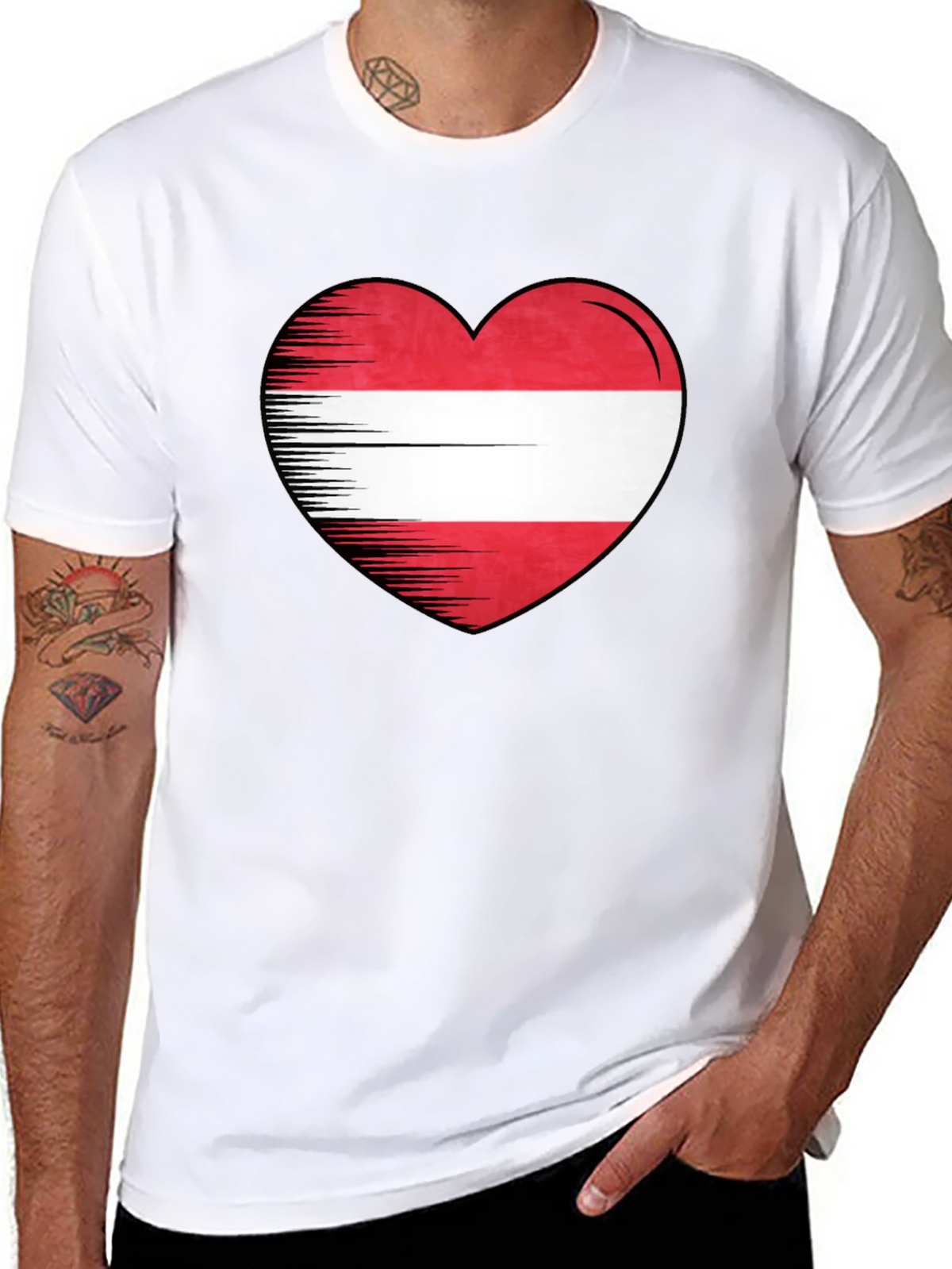 Austria Heart Flag Graphic Tee - Black