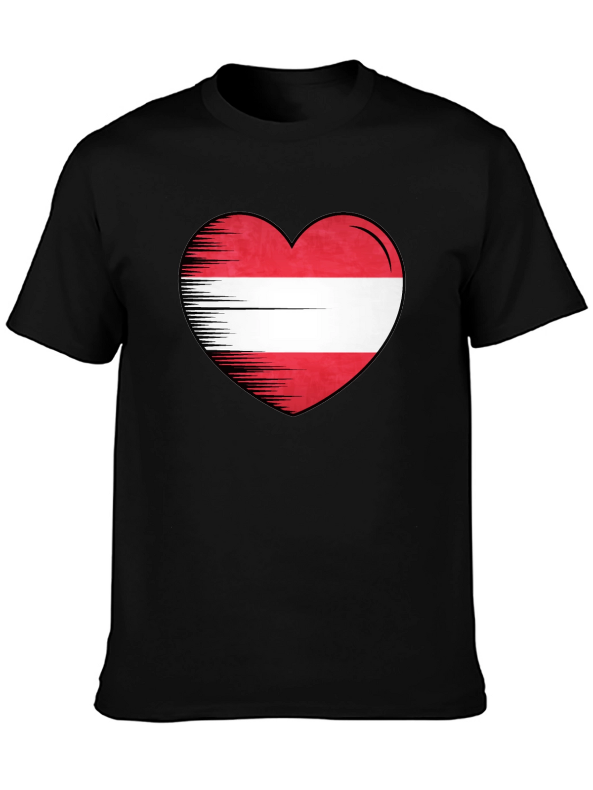 Austria Heart Flag Graphic Tee - Black
