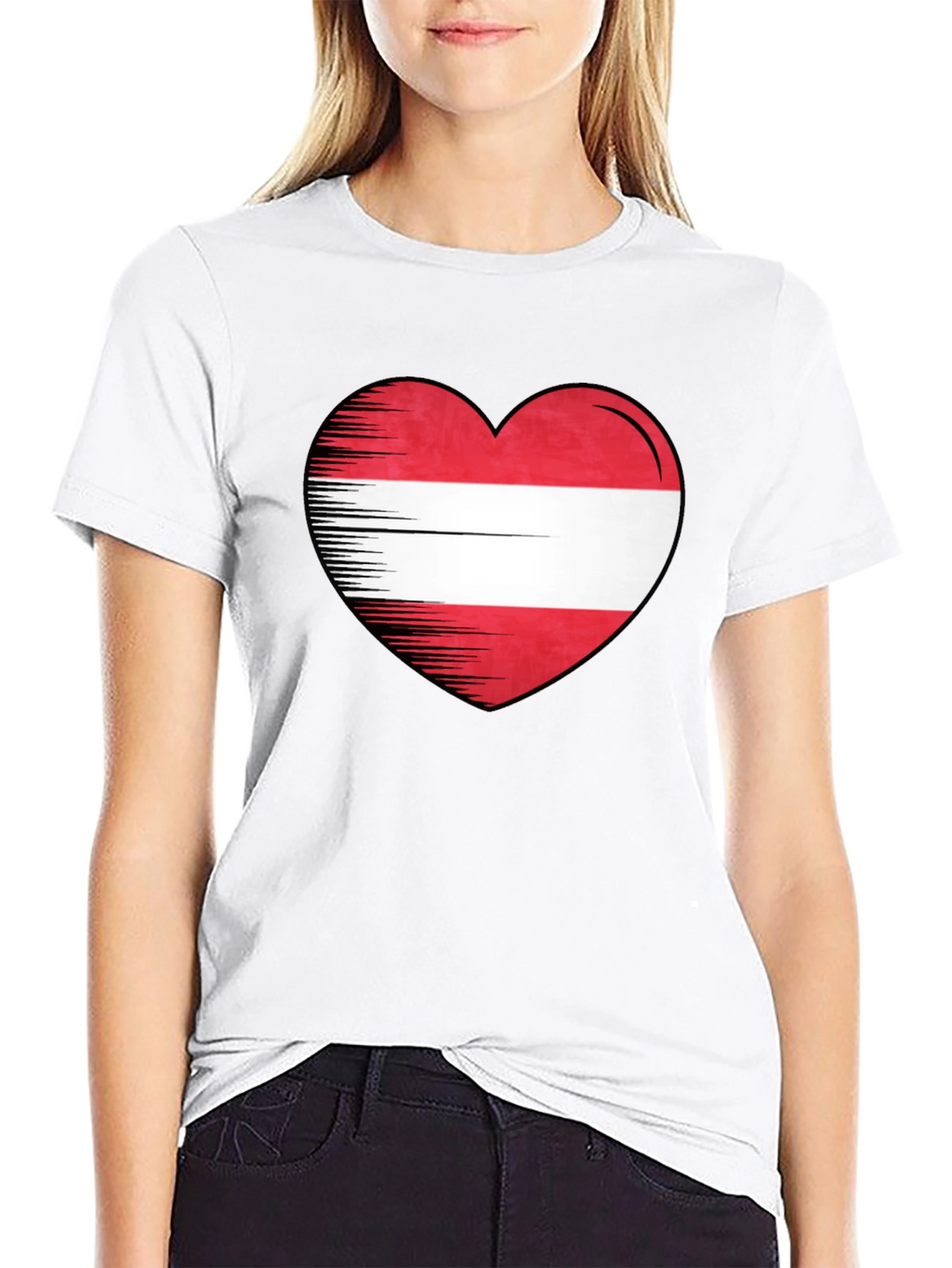 Austria Heart Flag Graphic Tee - Black