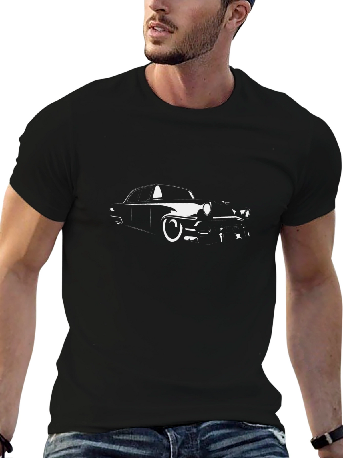 Classic Car Silhouette Black T-Shirt