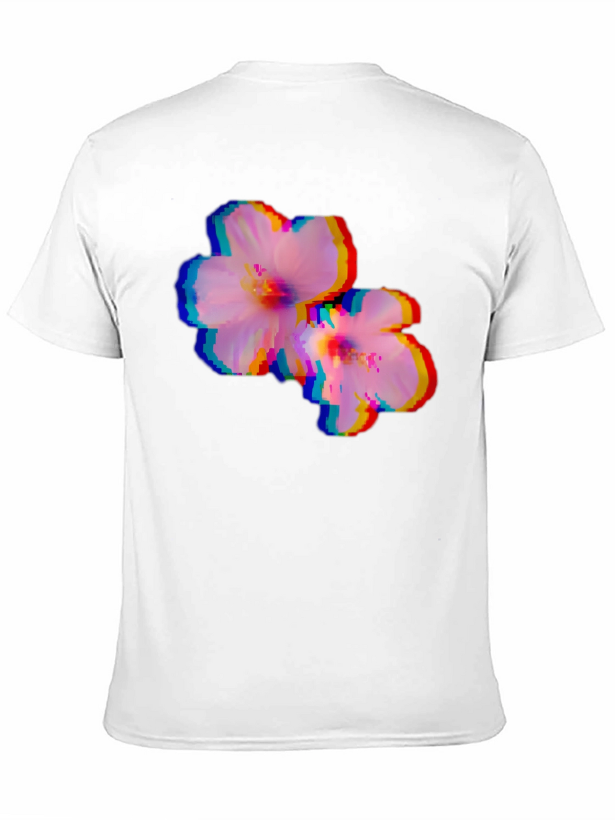 Pixel Glitch Floral Graphic Tee