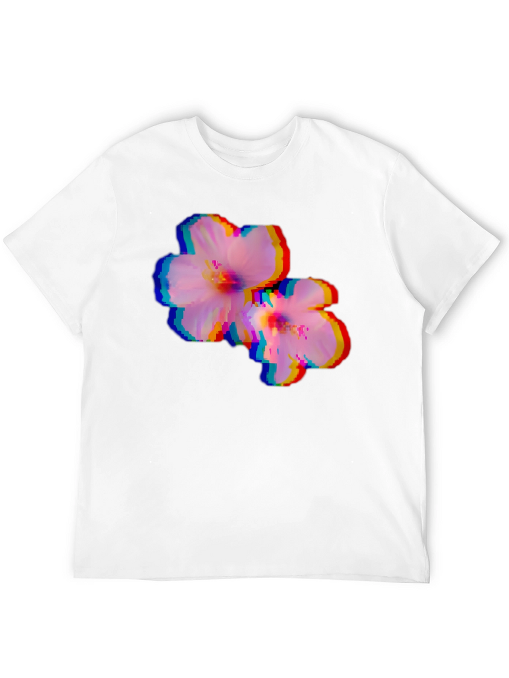 Pixel Glitch Floral Graphic Tee