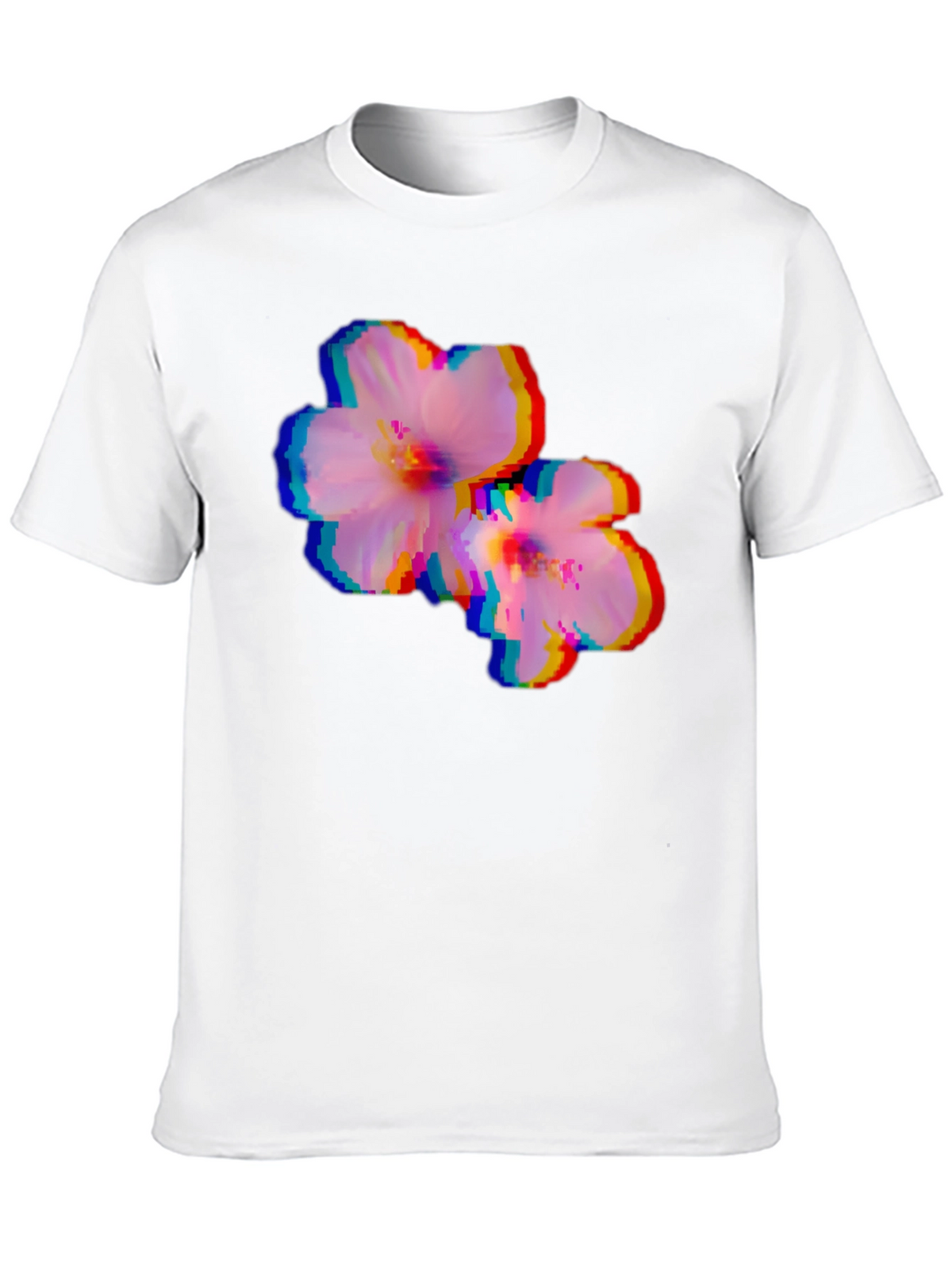 Pixel Glitch Floral Graphic Tee