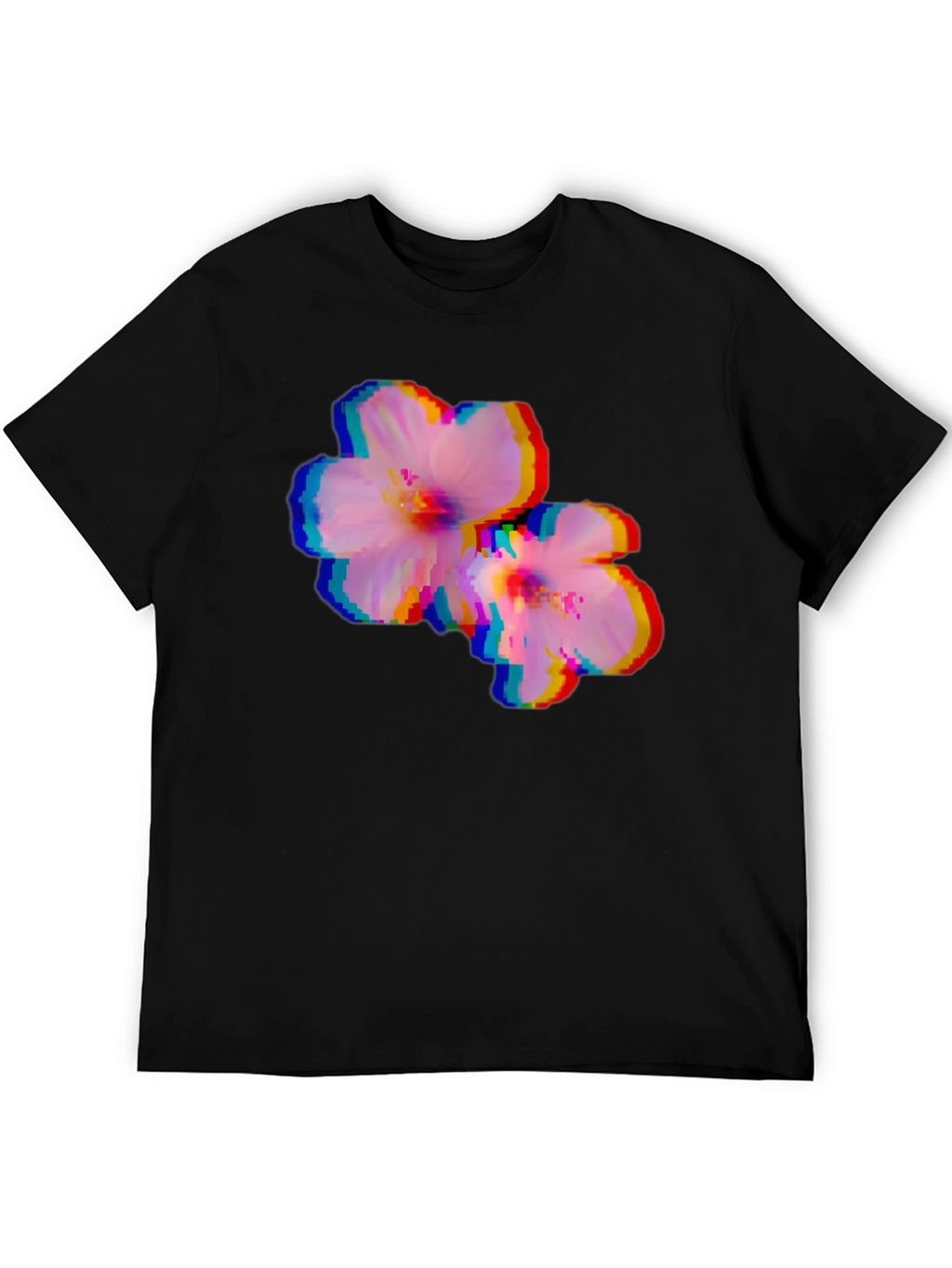Pixel Glitch Floral Graphic Tee