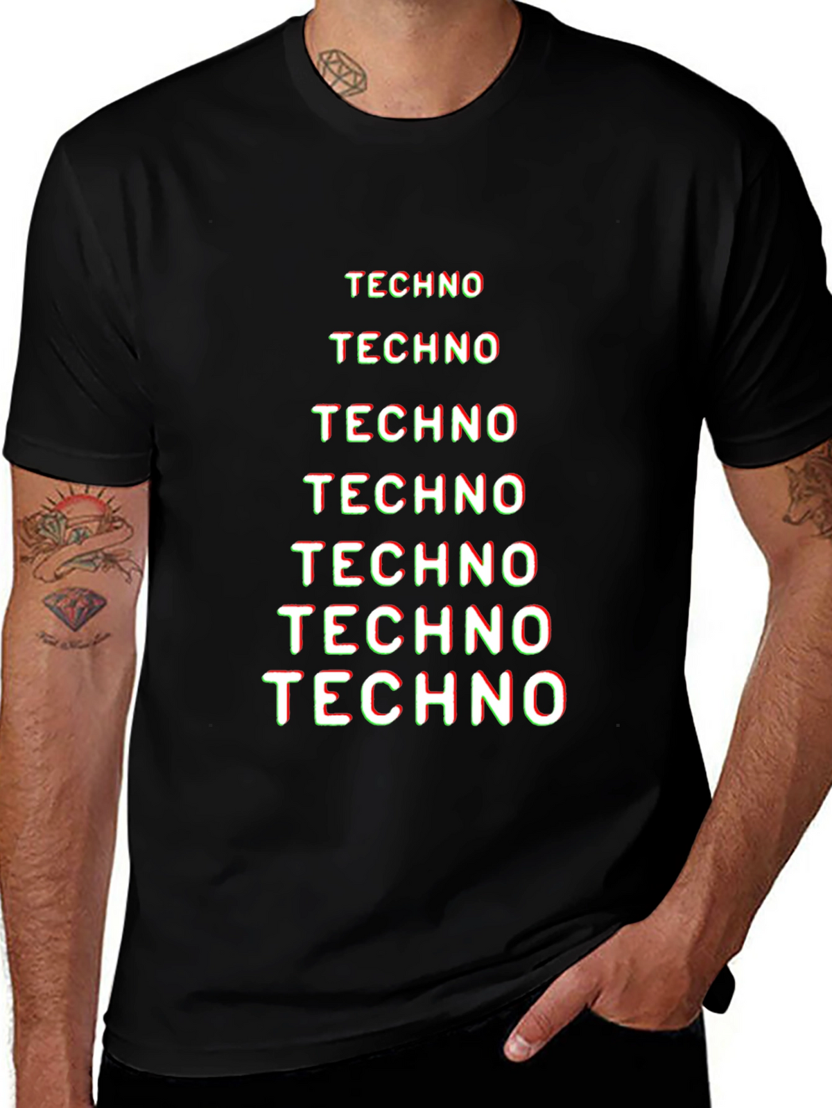 Techno Graphic Tee - Black Cotton T-Shirt