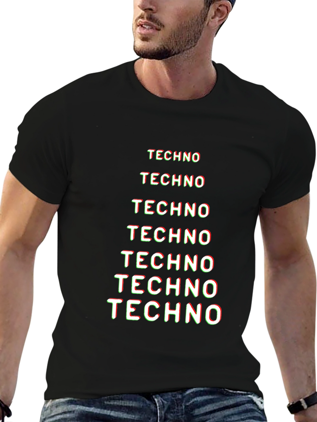 Techno Graphic Tee - Black Cotton T-Shirt
