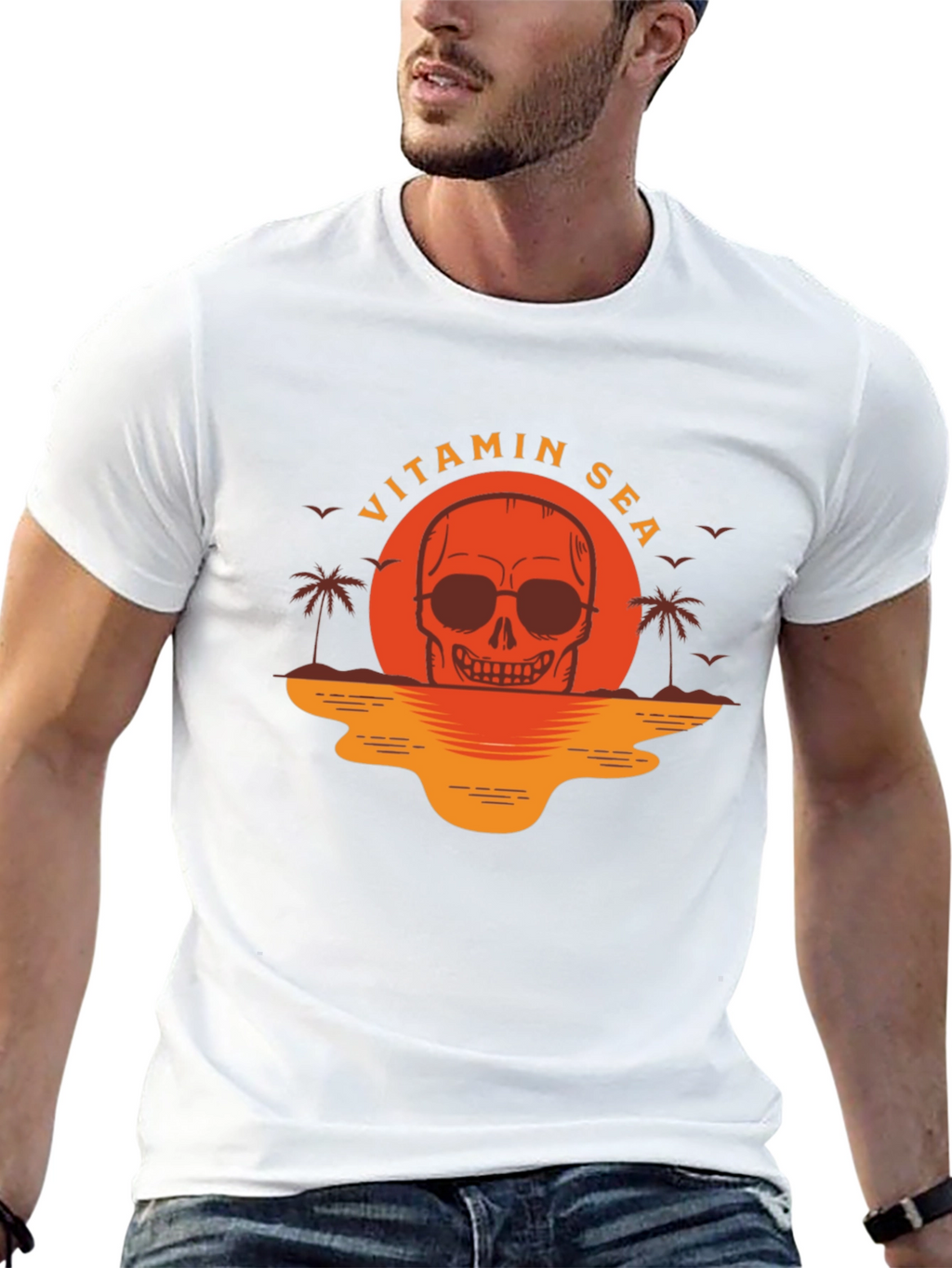 Vitamin Sea Skull Graphic T-Shirt - Black