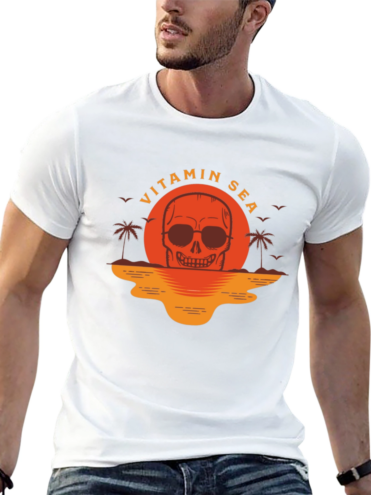 Vitamin Sea Skull Graphic T-Shirt - Black