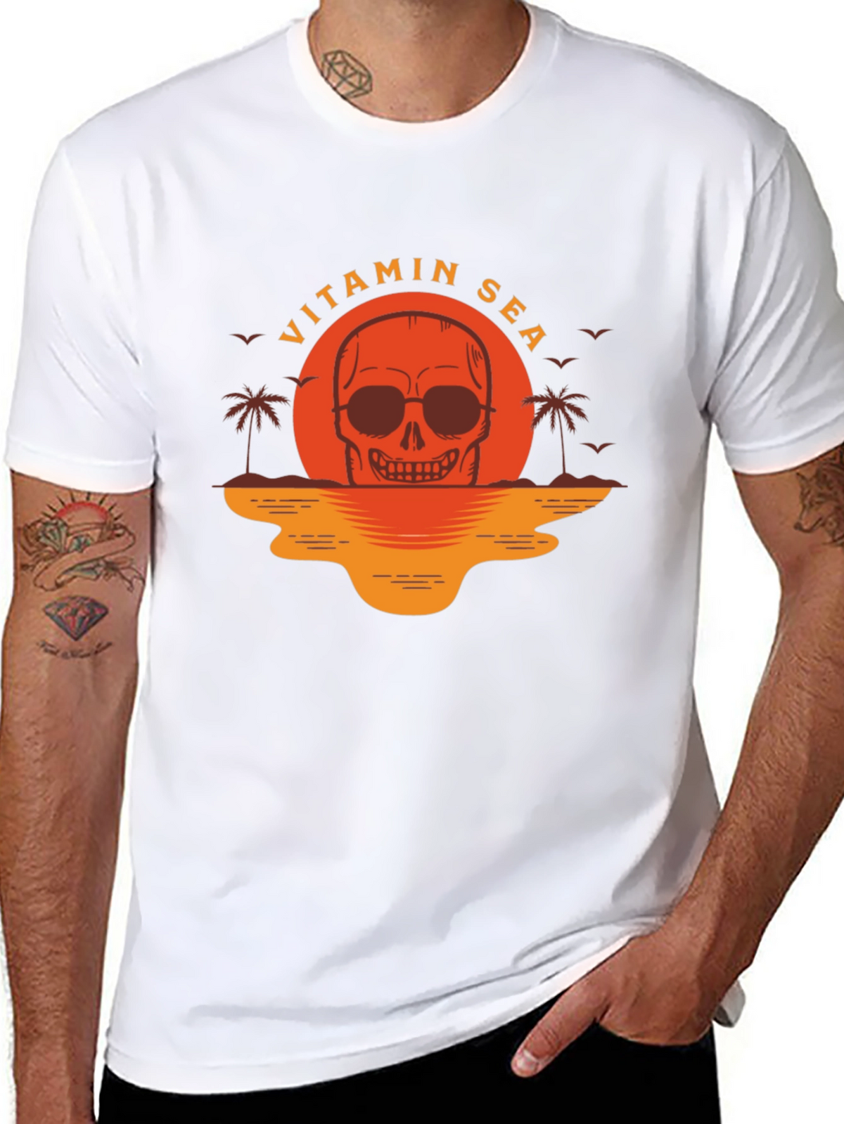 Vitamin Sea Skull Graphic T-Shirt - Black