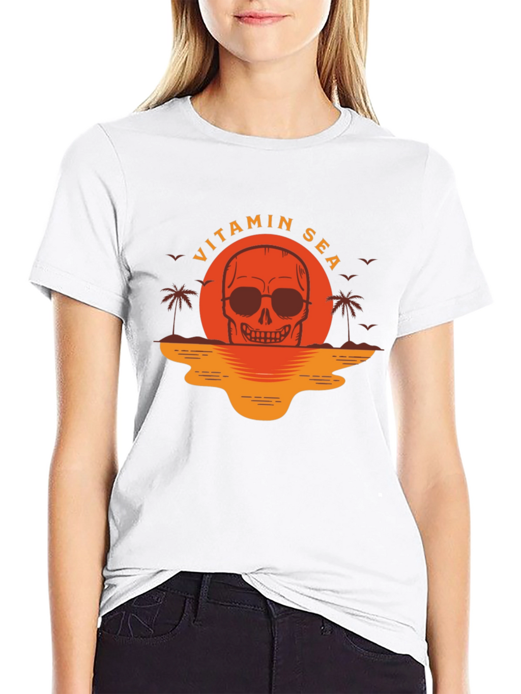 Vitamin Sea Skull Graphic T-Shirt - Black