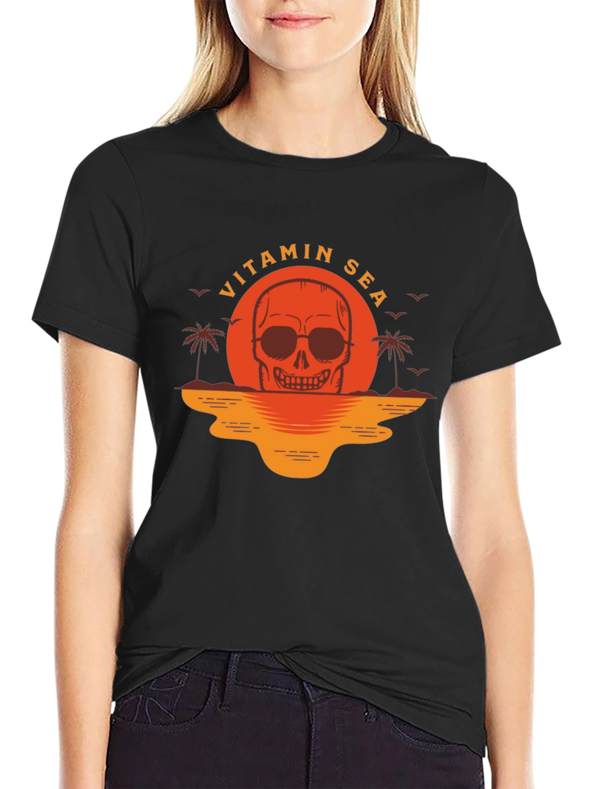 Vitamin Sea Skull Graphic T-Shirt - Black