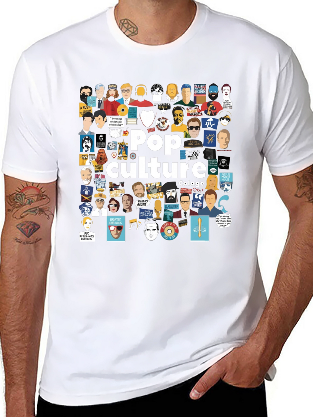 Pop Culture Collage Black T-Shirt