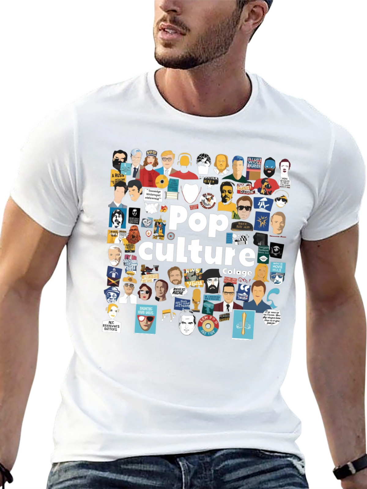 Pop Culture Collage Black T-Shirt