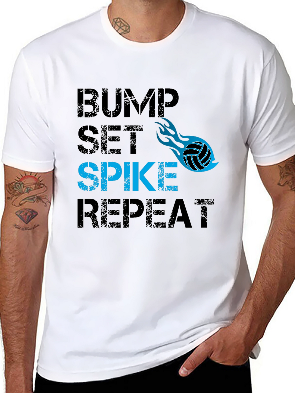 Volleyball Bump Set Spike Repeat Graphic Tee