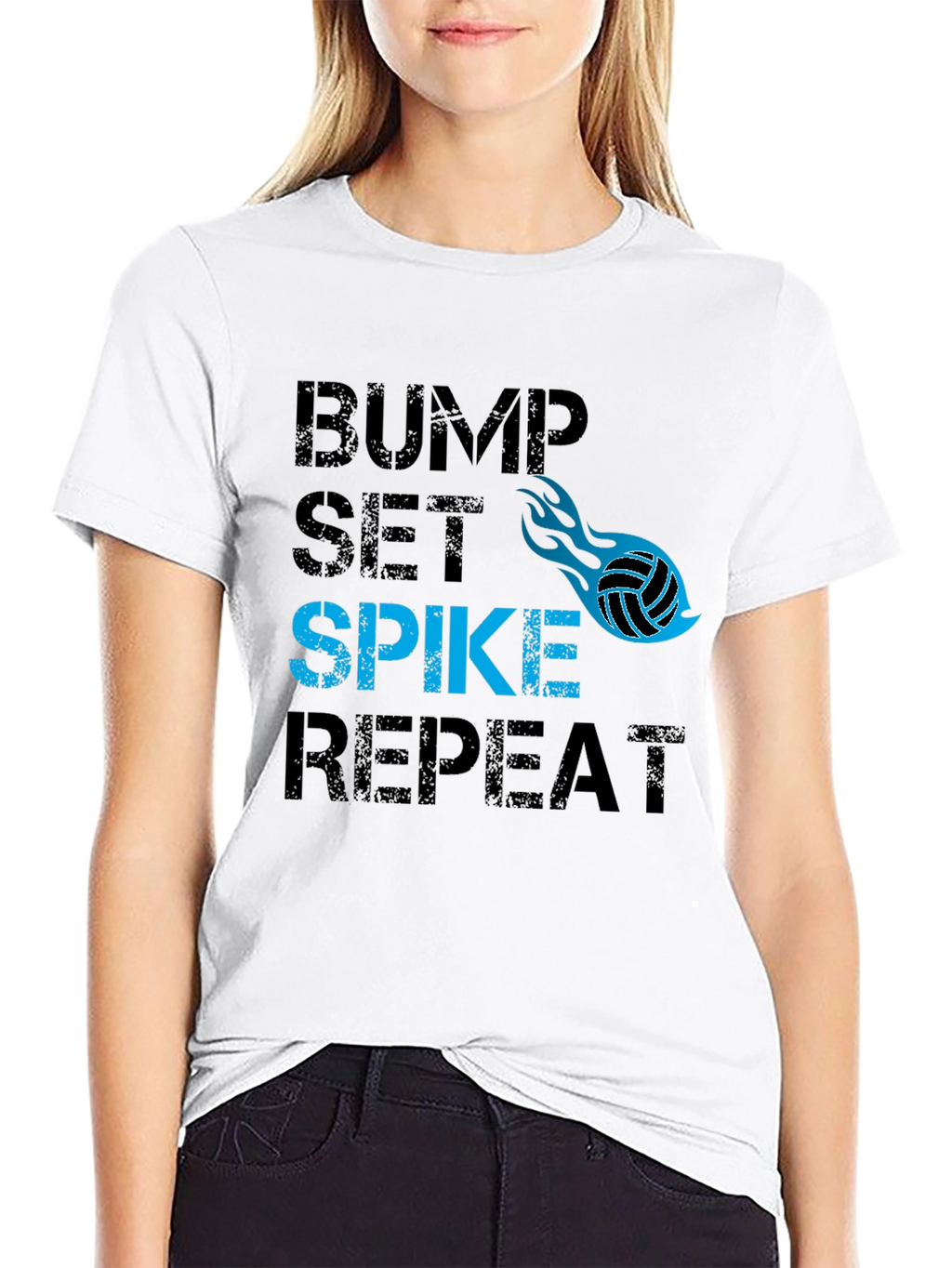 Volleyball Bump Set Spike Repeat Graphic Tee