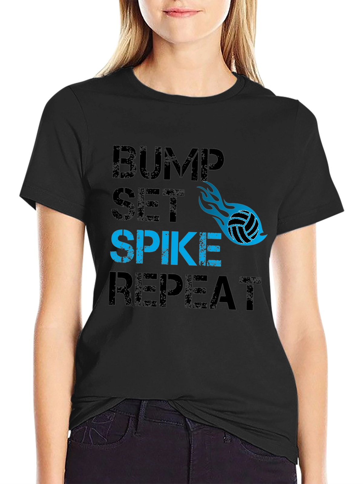 Volleyball Bump Set Spike Repeat Graphic Tee