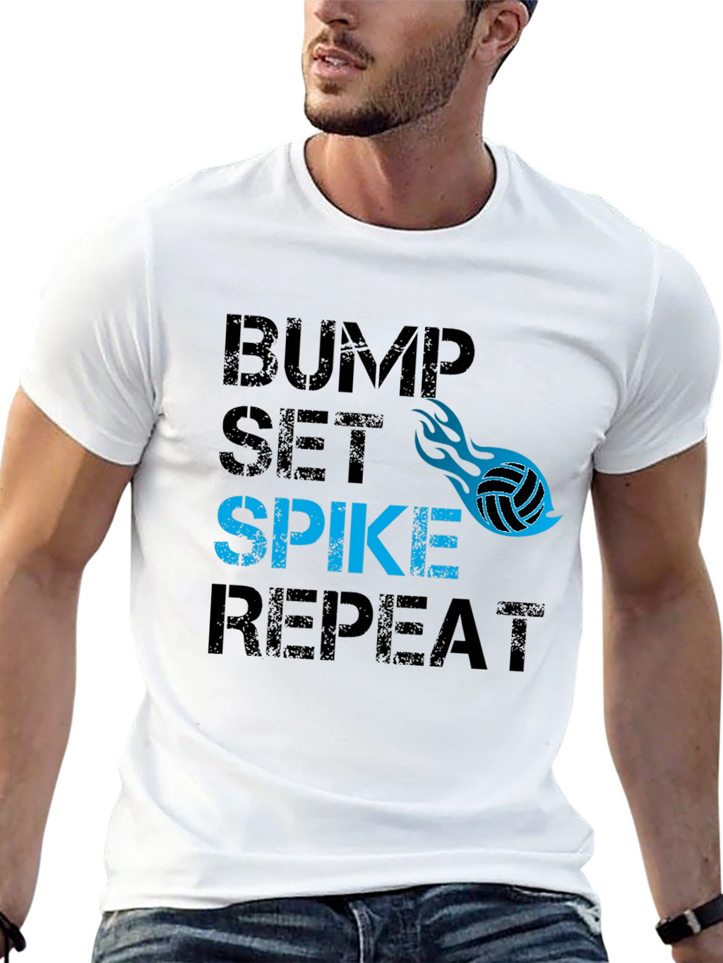 Volleyball Bump Set Spike Repeat Graphic Tee