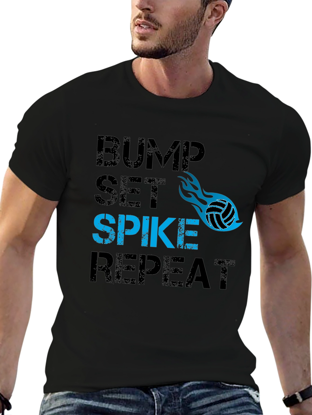 Volleyball Bump Set Spike Repeat Graphic Tee