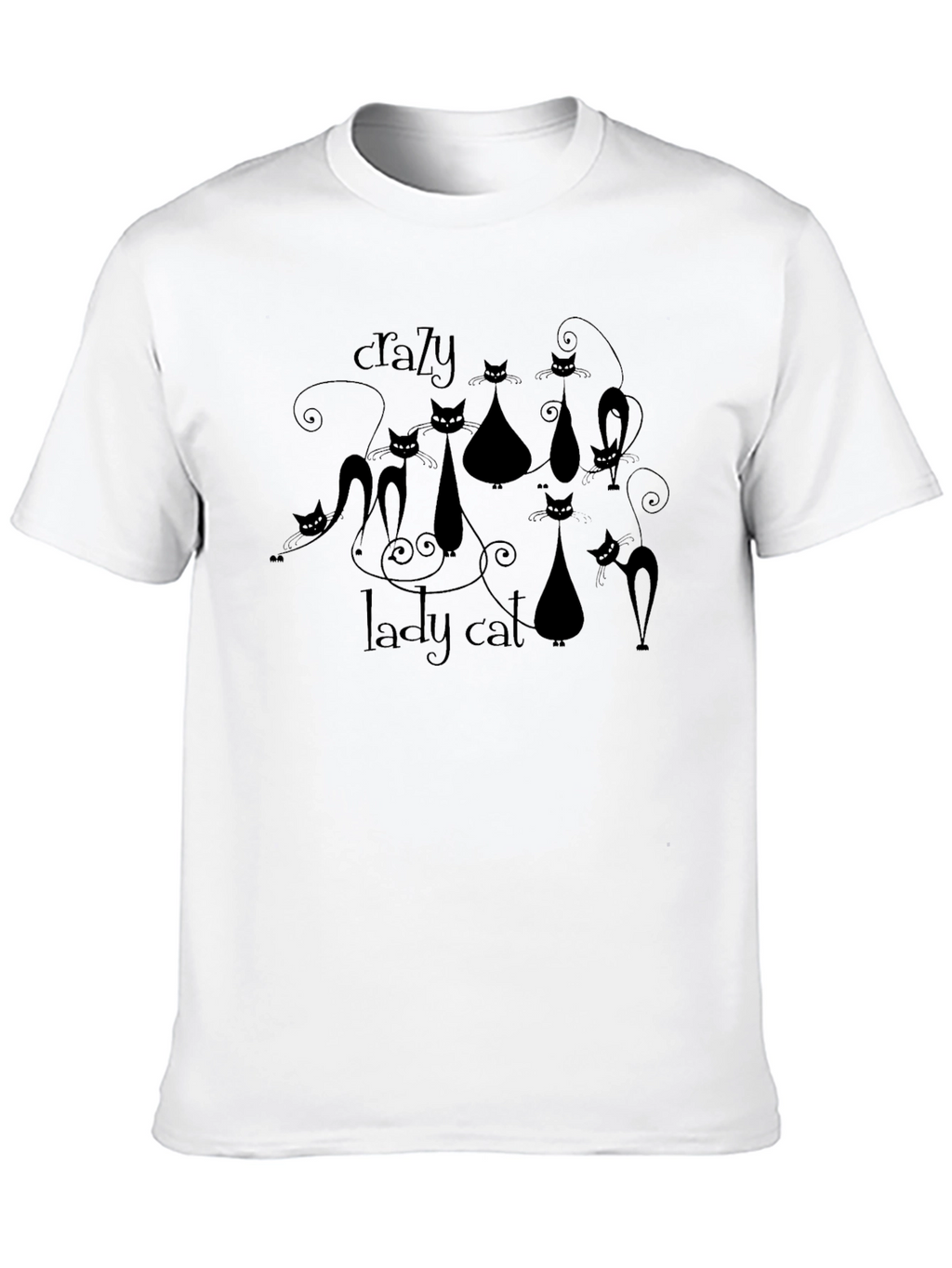 Crazy Lady Cat T-Shirt - Black