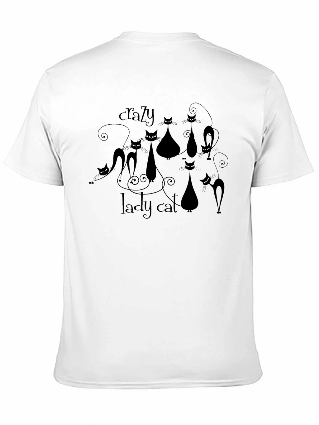 Crazy Lady Cat T-Shirt - Black