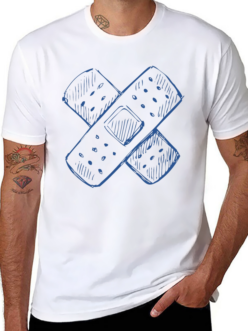 Bandage Sketch Graphic Tee - Casual Comfort
