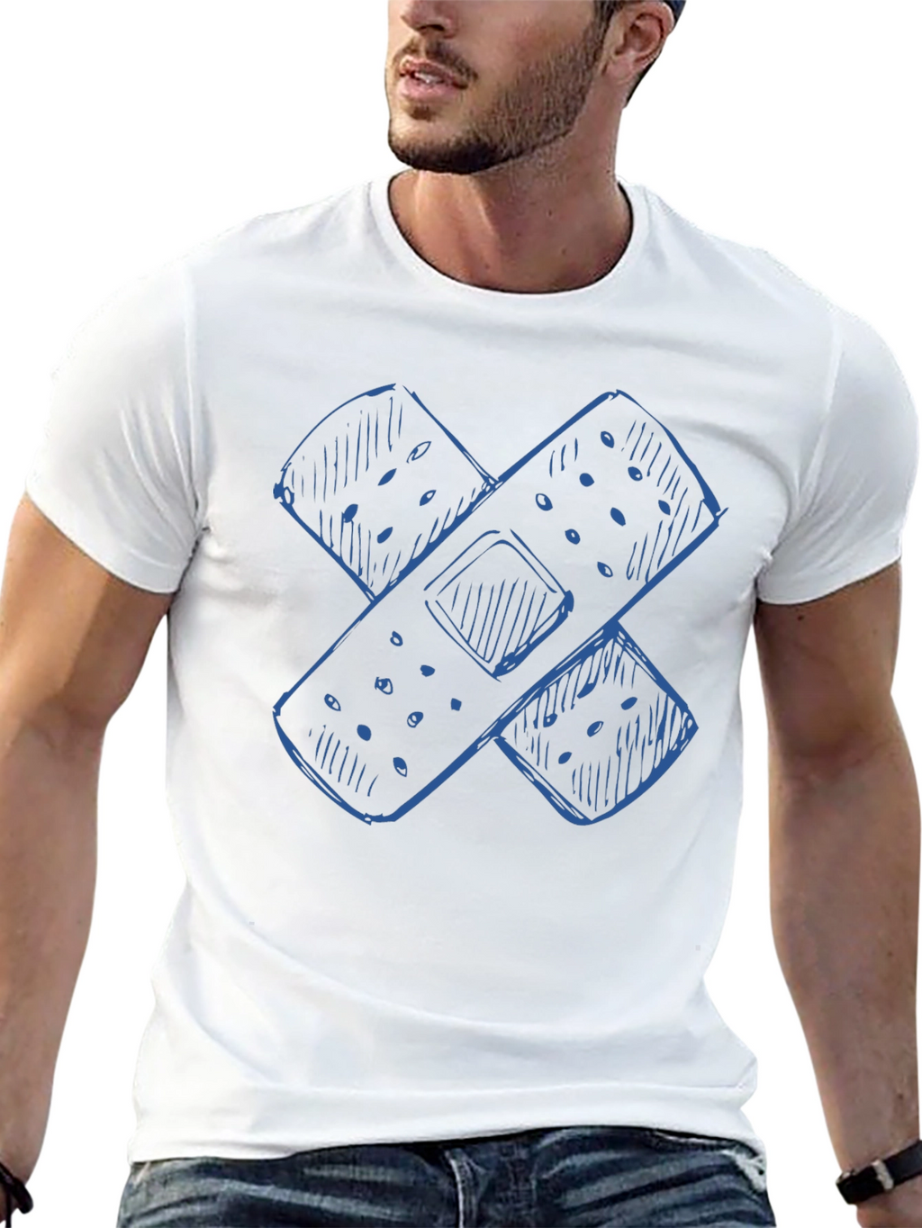 Bandage Sketch Graphic Tee - Casual Comfort