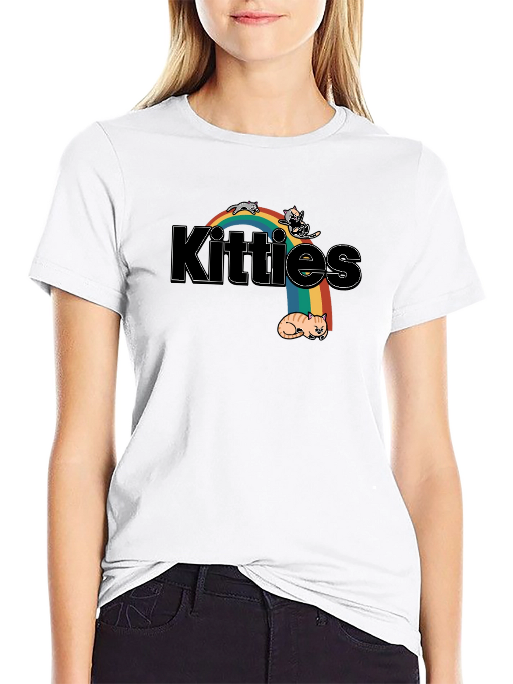 Kitties Rainbow Graphic T-Shirt - Cute Cat Lover Tee