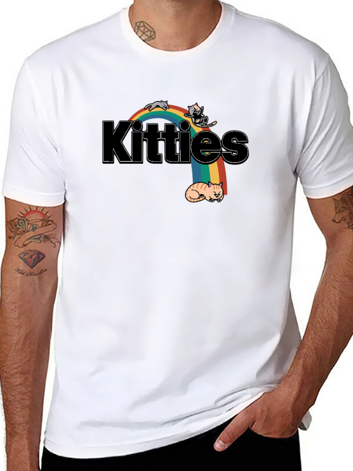 Kitties Rainbow Graphic T-Shirt - Cute Cat Lover Tee