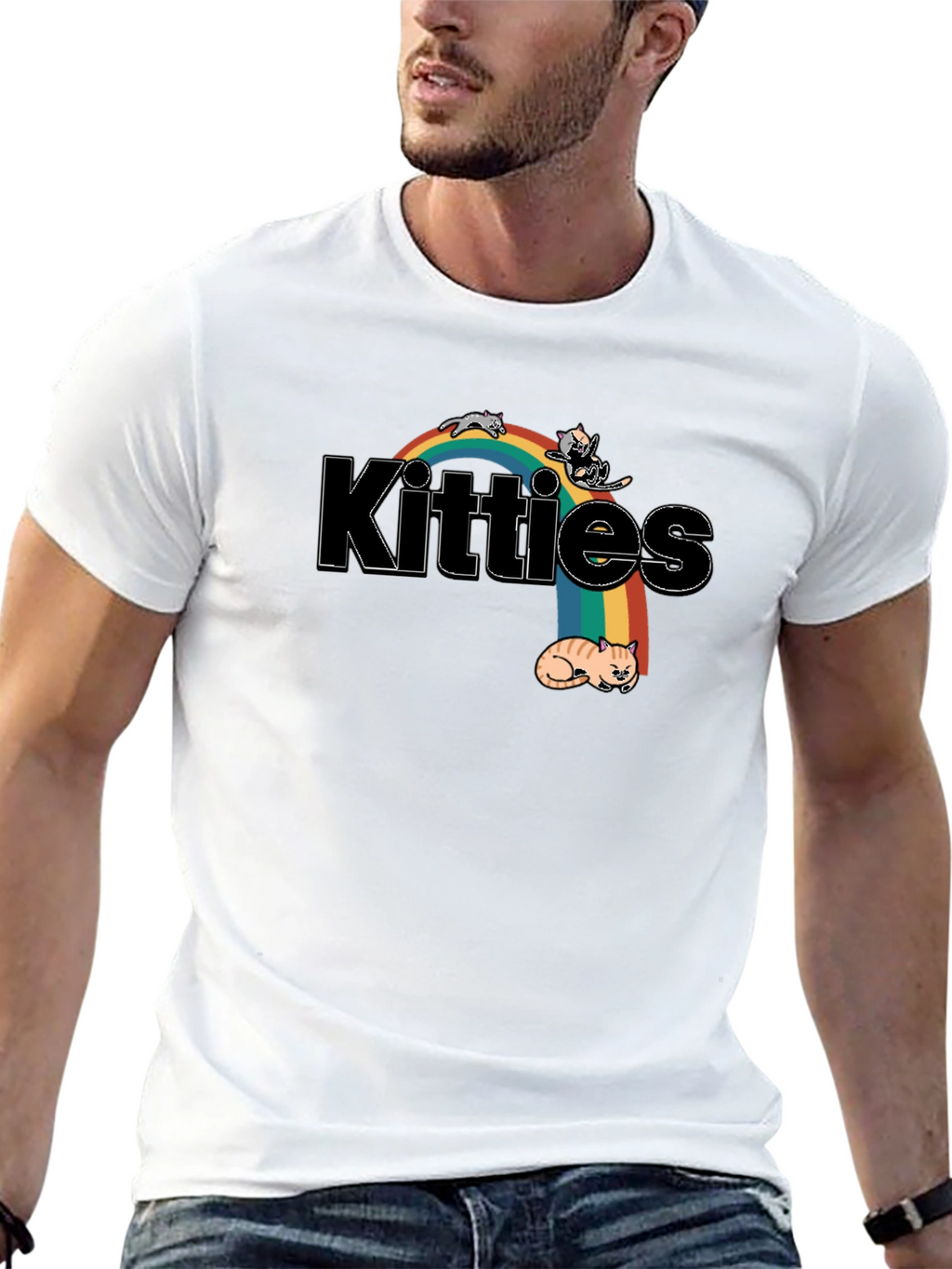 Kitties Rainbow Graphic T-Shirt - Cute Cat Lover Tee