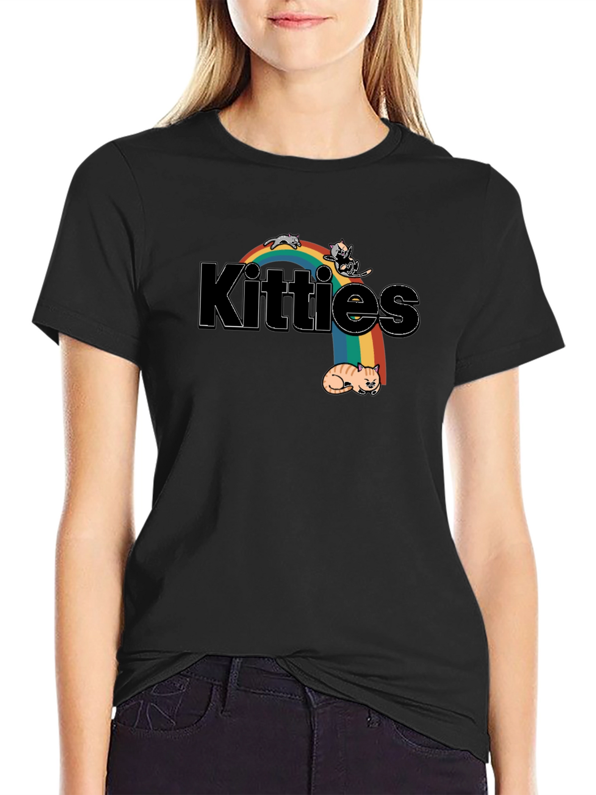 Kitties Rainbow Graphic T-Shirt - Cute Cat Lover Tee