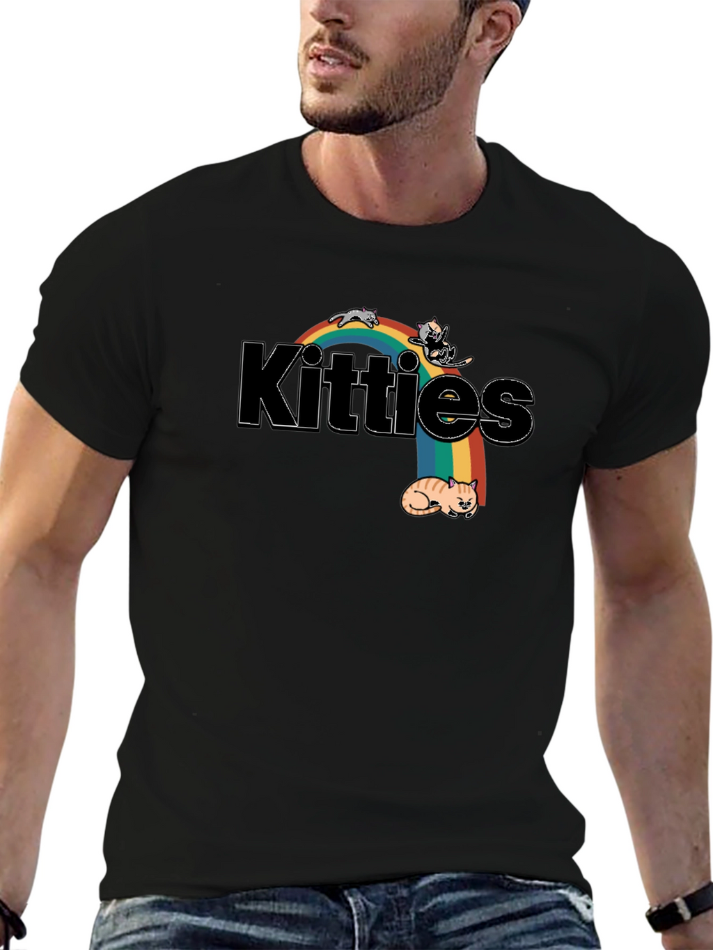 Kitties Rainbow Graphic T-Shirt - Cute Cat Lover Tee