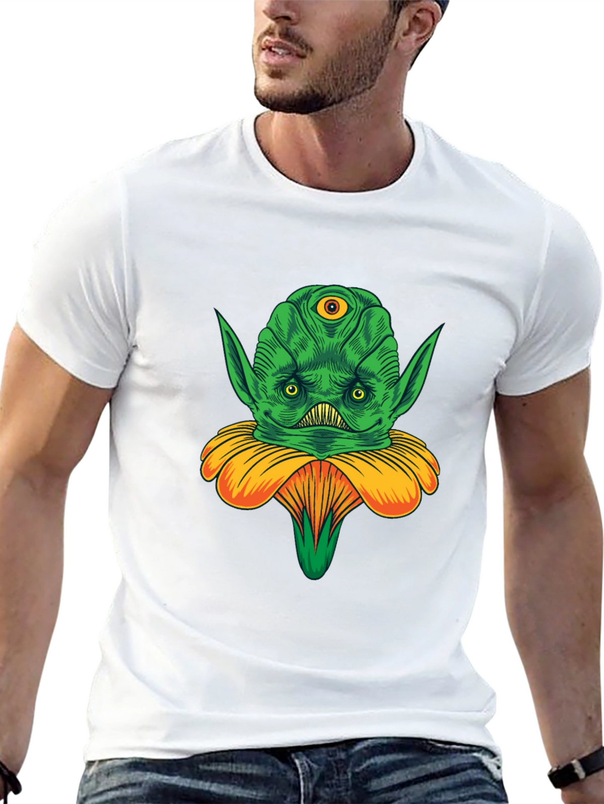 Alien Flower Graphic Tee - Unique Design
