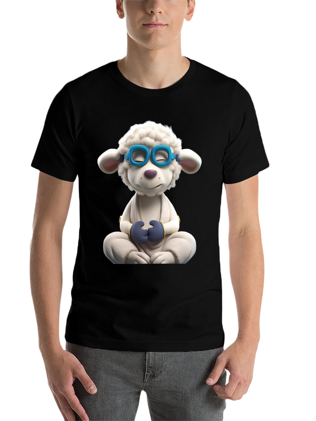 Meditating Sheep Graphic Tee - Black