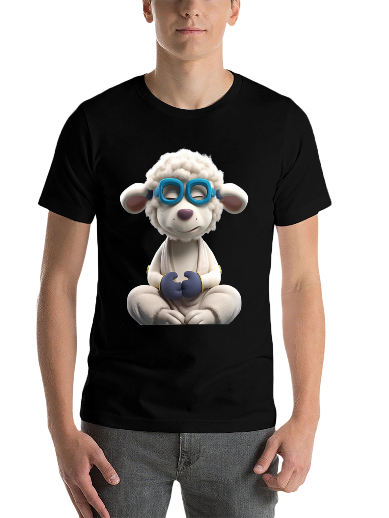 Meditating Sheep Graphic Tee - Black