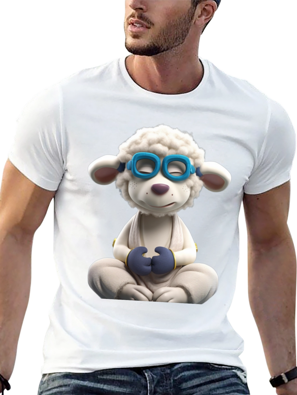 Meditating Sheep Graphic Tee - Black