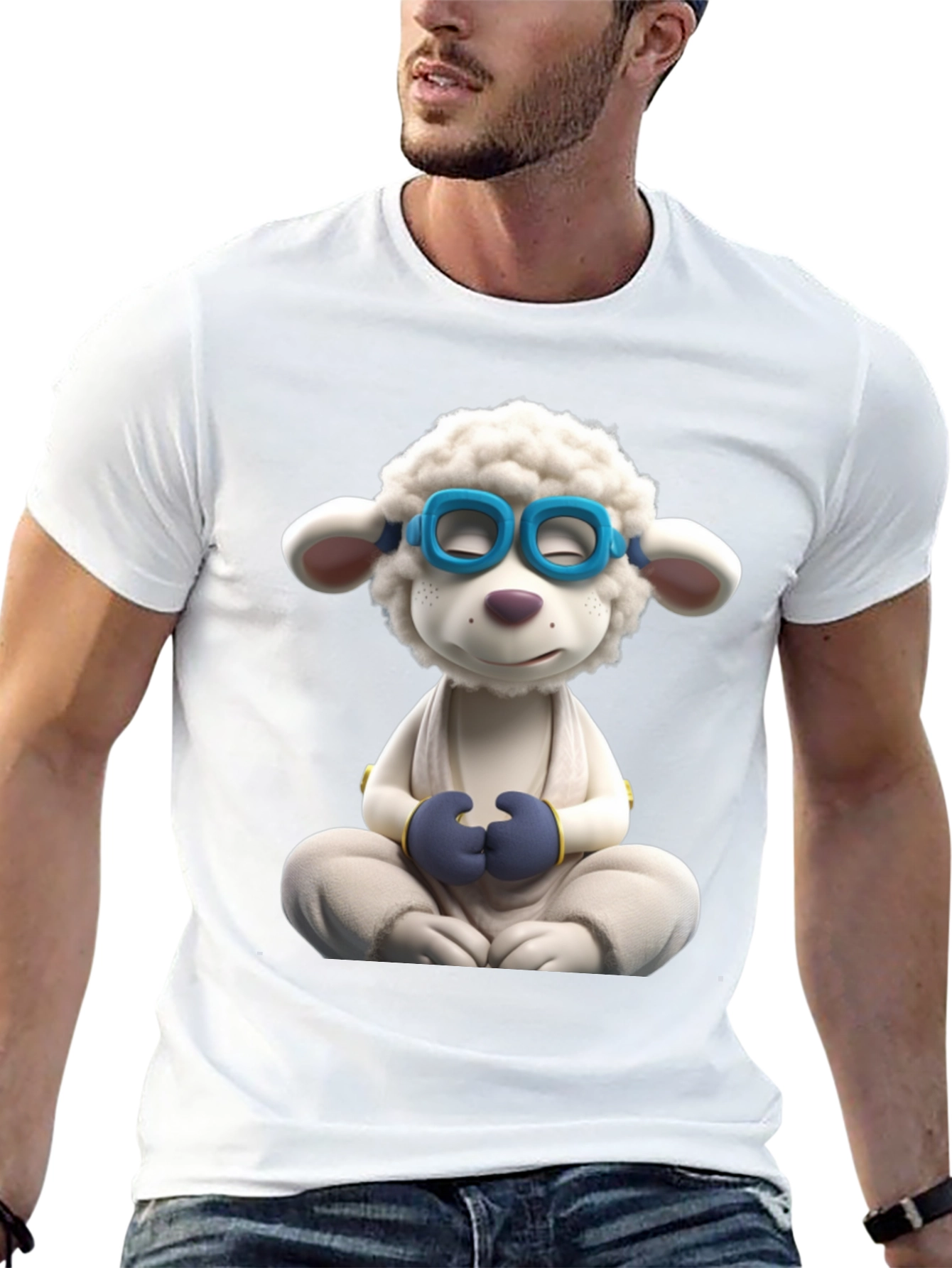 Meditating Sheep Graphic Tee - Black