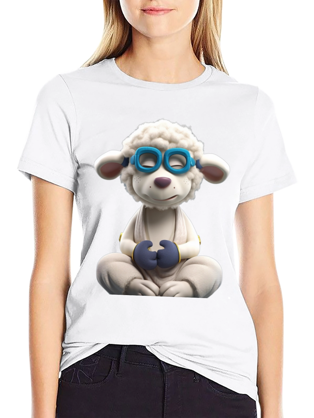 Meditating Sheep Graphic Tee - Black