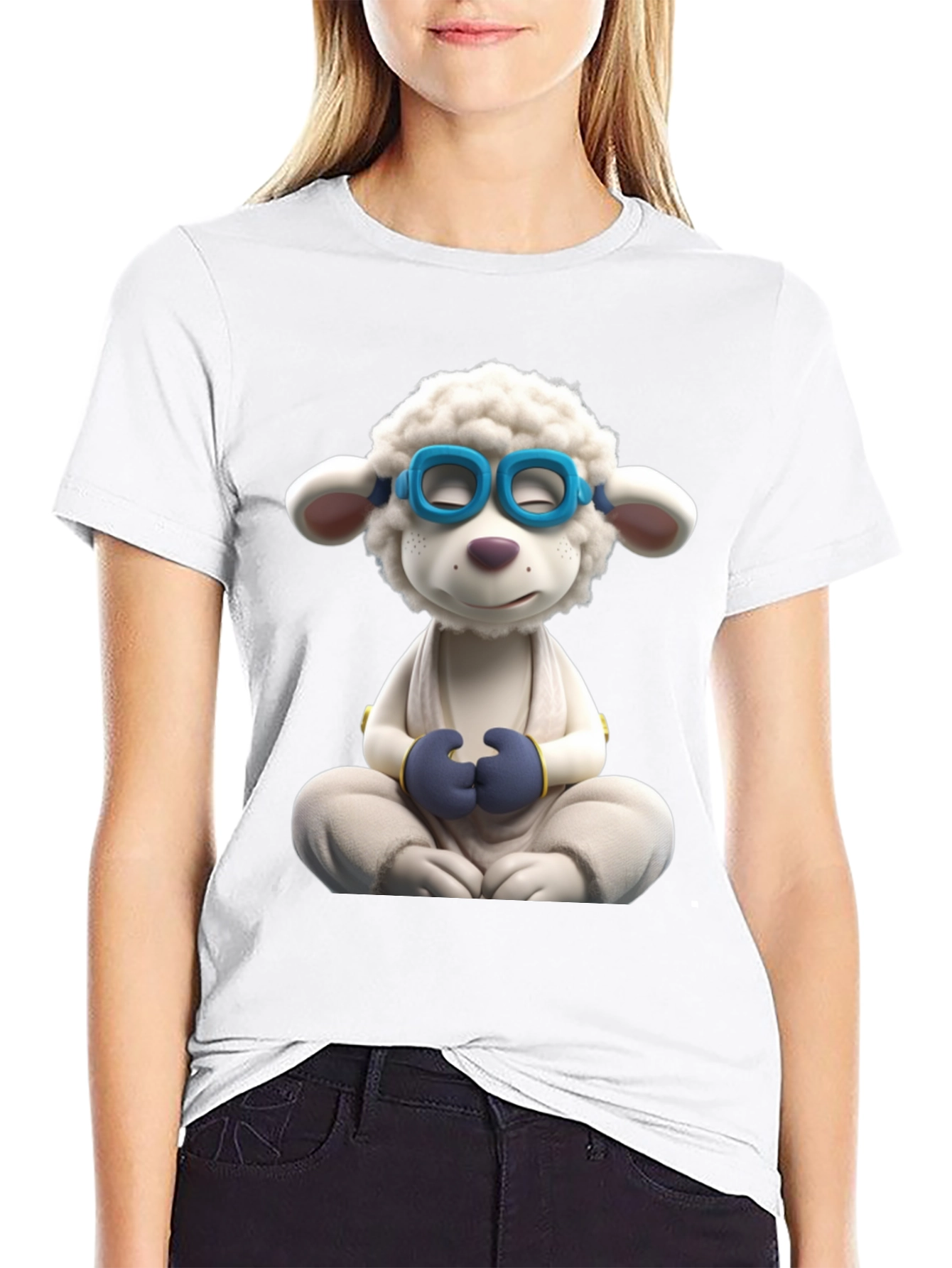 Meditating Sheep Graphic Tee - Black
