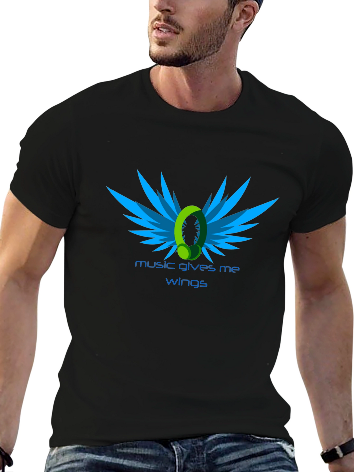 Music Gives Me Wings - Black Graphic Tee