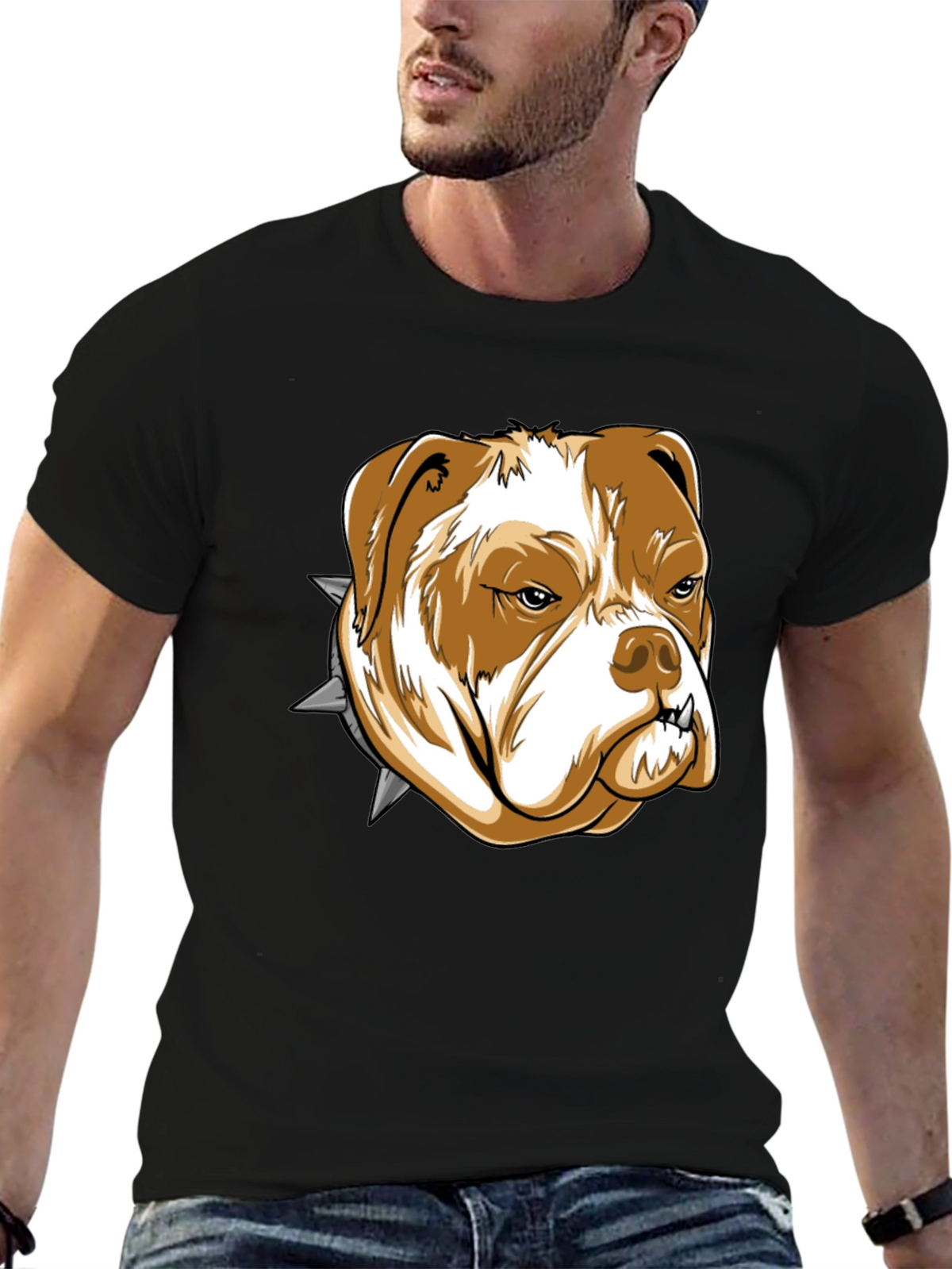 Bulldog Graphic Tee - Black Cotton T-Shirt