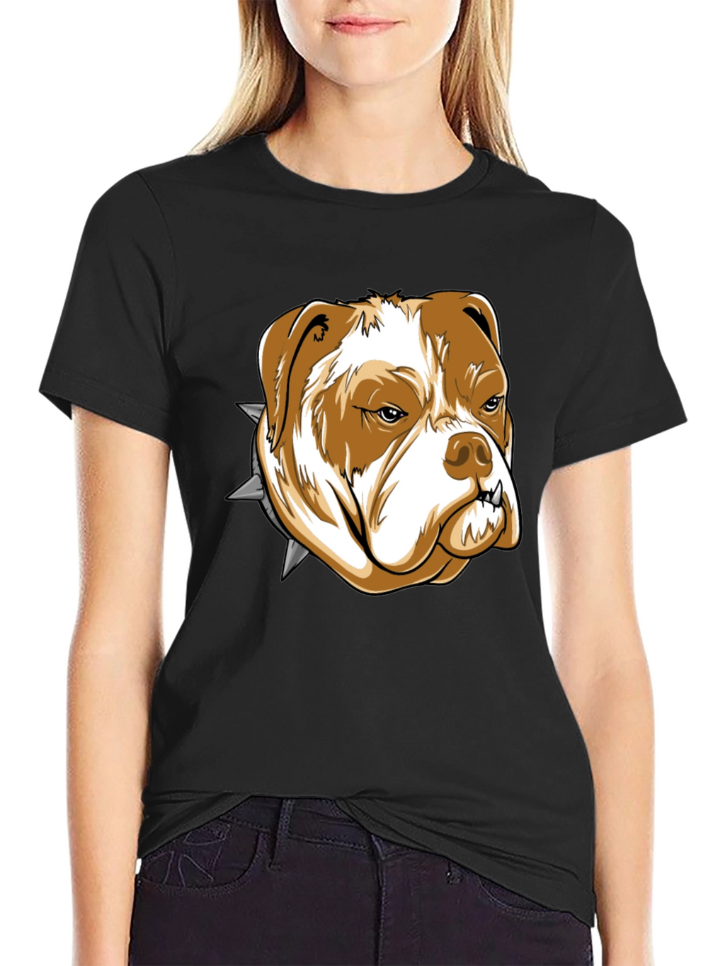 Bulldog Graphic Tee - Black Cotton T-Shirt